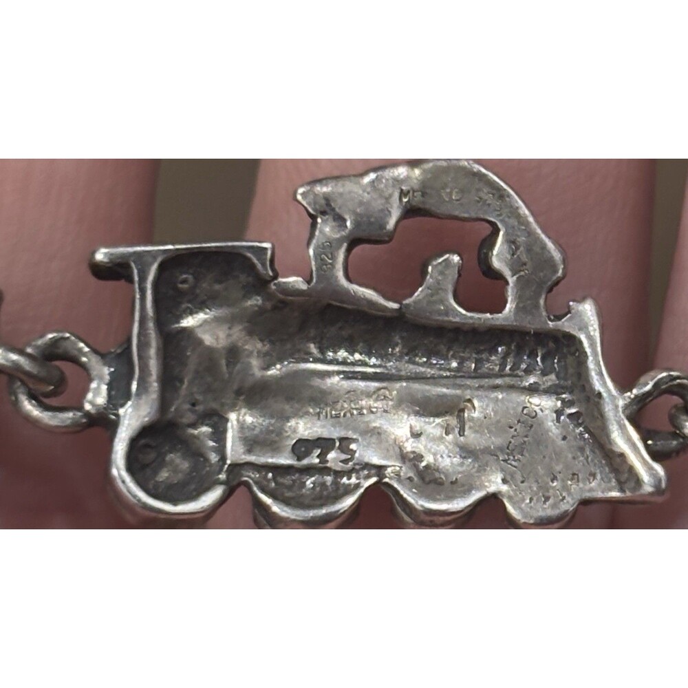 Vintage Sterling Silver Train Bracelet Railroad Locomotive 925 Mexico 7.5" - Picture 7 of 13
